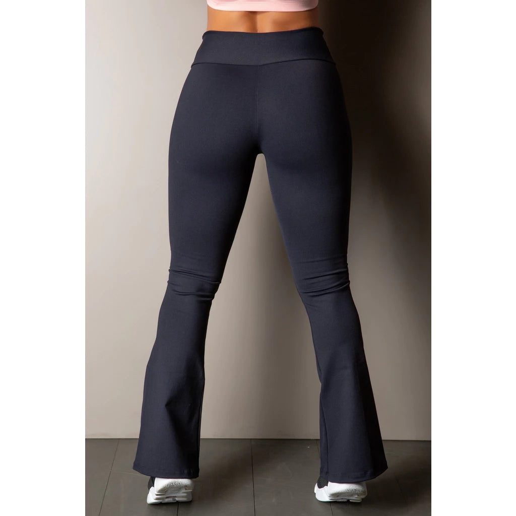 Calça Legging Flare Bailarina Zero Transparência Levanta Bumbum Cós Alto Cintura Alta Boca de Sino Casual ou Academia